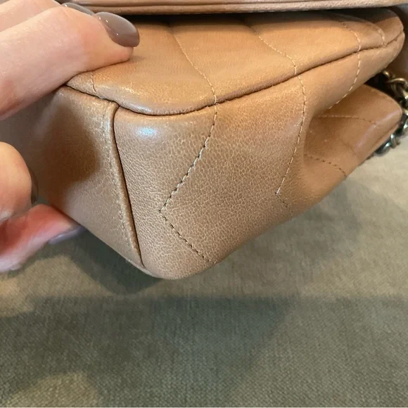 CHANEL Beige Chevron Crossbody Mini Flap Bag - Picture 7 of 13